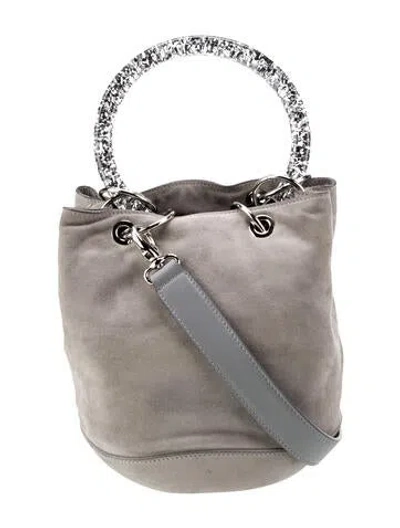Pre-owned Edie Parker Suede Top Handle Bag In Gray