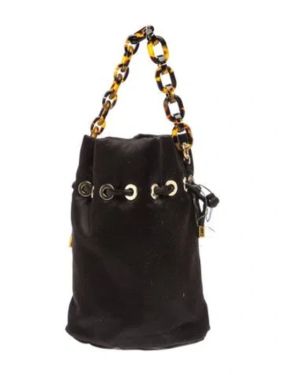 Pre-owned Edie Parker Velvet Bucket Bag In Black