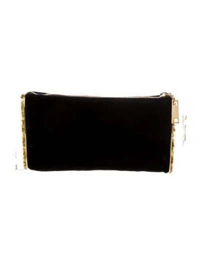 Pre-owned Edie Parker Velvet Clutch In Black