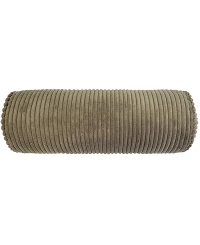 Ediehome Bowery Corduroy Neckroll Decorative Pillow, 7" X 18" In Green