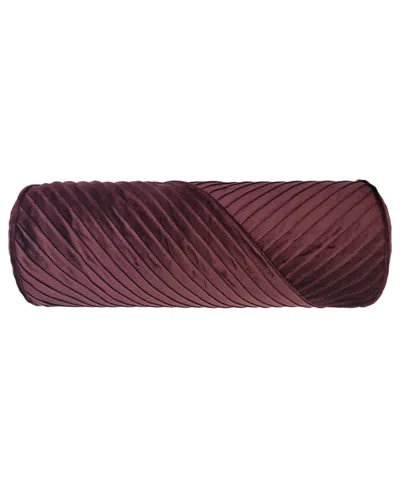 Ediehome Chelsea Spliced Neckroll Decorative Pillow, 7" X 18" In Purple