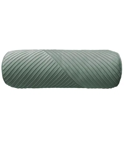 Ediehome Chelsea Spliced Neckroll Decorative Pillow, 8" X 24" In Green