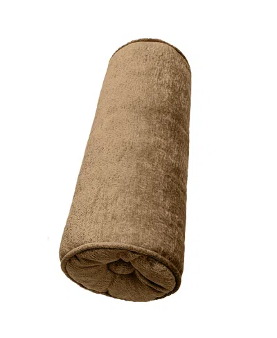 Ediehome Delmonico Chenille Lumbar Neck Roll Decorative Pillow, 7"x18" In Brown