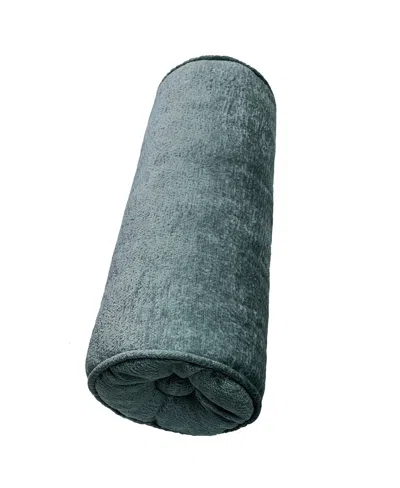 Ediehome Delmonico Chenille Lumbar Neck Roll Decorative Pillow, 7"x18" In Gray