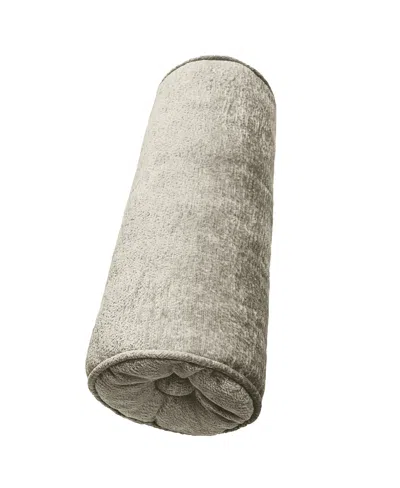 Ediehome Delmonico Chenille Lumbar Neck Roll Decorative Pillow, 7"x18" In Gray