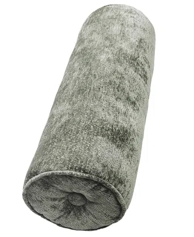 Ediehome Delmonico Chenille Lumbar Neck Roll Decorative Pillow, 7"x18" In Green