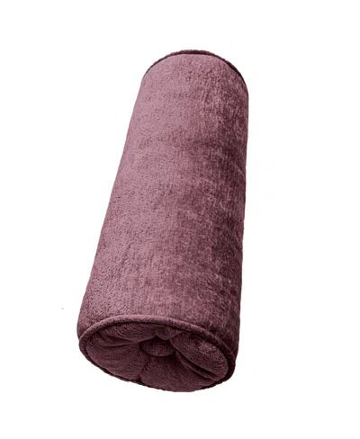 Ediehome Delmonico Chenille Lumbar Neck Roll Decorative Pillow, 7"x18" In Purple