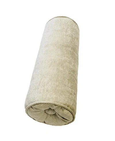 Ediehome Delmonico Chenille Lumbar Neck Roll Decorative Pillow, 7"x18" In White