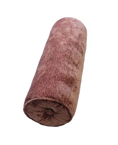 Ediehome Delmonico Chenille Lumbar Neck Roll Decorative Pillow, 8" X 24" In Burgundy