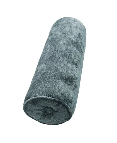 Ediehome Delmonico Chenille Lumbar Neck Roll Decorative Pillow, 8" X 24" In Gray