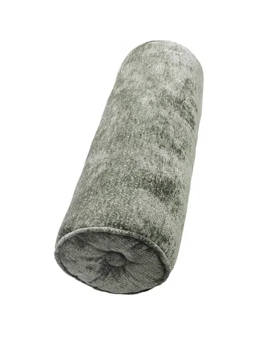 Ediehome Delmonico Chenille Lumbar Neck Roll Decorative Pillow, 8" X 24" In Green