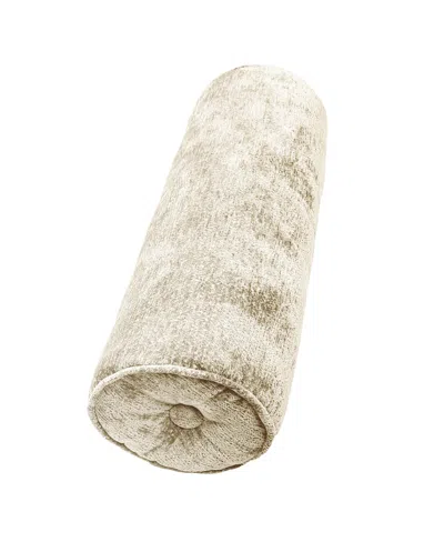 Ediehome Delmonico Chenille Lumbar Neck Roll Decorative Pillow, 8" X 24" In White