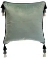 Ediehome Velvet Reversible Tassel Decorative Pillow, 18" X 18" In Green