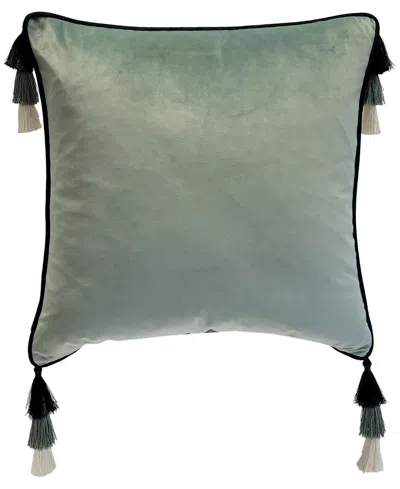 Ediehome Velvet Reversible Tassel Decorative Pillow, 18" X 18" In Green
