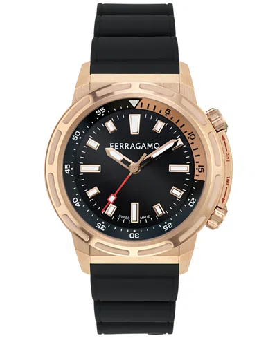 Edifier Men's Swiss Sport Black Polyurethane Strap Watch 46mm In Rosegold