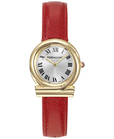Edifier Women's Gancini Twisted Red Leather Strap Watch 28mm In Gold