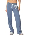 Edikted 06 Wide Leg Drawstring Sweatpants In Blue