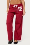 Edikted 06 Wide Leg Cotton Blend Drawstring Sweatpants In Burgundy