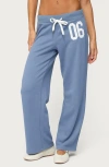 Edikted 06 Wide Leg Cotton Blend Drawstring Sweatpants In Gold