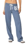 Edikted 06 Wide Leg Drawstring Sweatpants In Blue