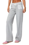 Edikted 06 Wide Leg Drawstring Sweatpants In Grey Melange