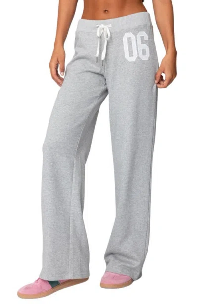Edikted 06 Wide Leg Drawstring Sweatpants In Grey Melange