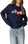 Edikted 1976 Billiards Cotton Graphic Crewneck Sweater In Navy