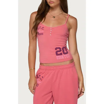 Edikted 2020 Henley Tank Top In Pink