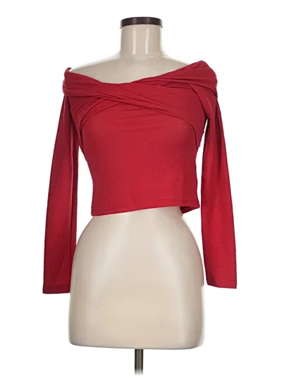 Pre-owned Edikted 3/4 Sleeve Top Red One Shoulder Neckline Tops