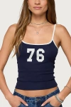 Edikted 76 Contrast Tank Top In Navy, Women's At Urban Outfitters