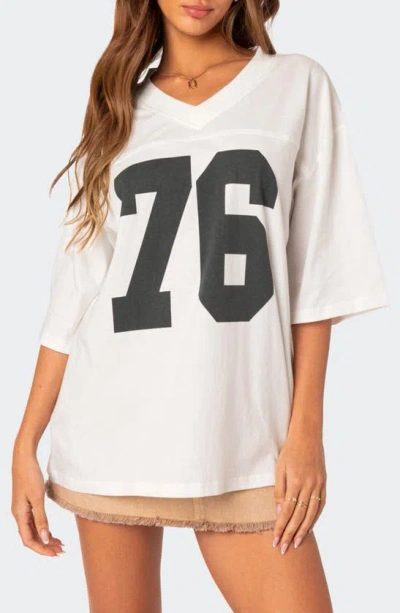 Edikted 76 Oversize Graphic T-shirt In White