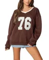 Edikted 76 Oversize V-neck Sweatshirt In Brown