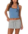 Edikted 76 Striped Halter Top In Blue