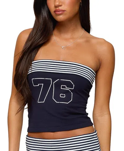 EDIKTED 76 STRIPEY FOLD OVER TUBE TOP