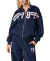 Edikted 78 Stripe Graphic Zip-up Hoodie In Navy