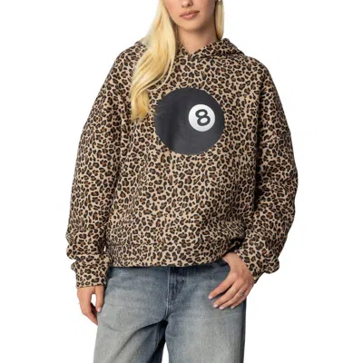 Edikted 8 Ball Leopard Print Oversize Graphic Hoodie