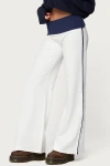 Edikted 8 Contrast Fold Over Wide Leg Pants In White/and/navy, Women's At Urban Outfitters In White