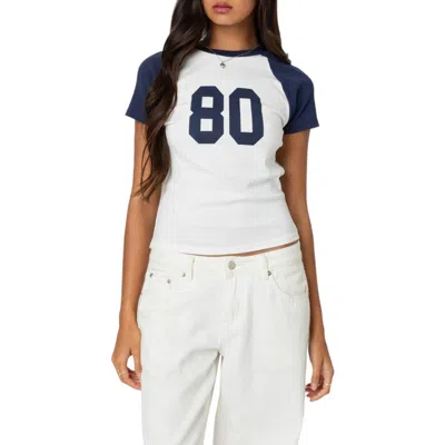 Edikted '80s Colourblock Cotton Graphic T-shirt In White