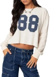 Edikted 88 Waffle Long Sleeve T-shirt In Cream