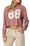 Edikted 88 Long Sleeve Waffle Knit Crop Top In Mauve