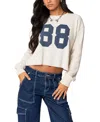 Edikted 88 Waffle Long Sleeve T-shirt In Cream