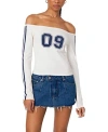 Edikted 90's Off The Shoulder Long Sleeve Tee In White