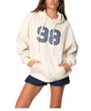 Edikted 98 Oversize Cotton Blend Graphic Hoodie In Cream