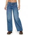 Edikted Abel Layered Look Low Rise Jeans In Denim Wash In Blue