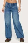Edikted Abel Layered Waist Low Rise Wide Leg Jeans