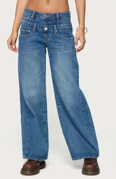 Edikted Abel Layered Waist Low Rise Wide Leg Jeans