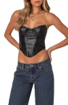 Edikted Aberdeen Faux Leather Cupped Corset In Black