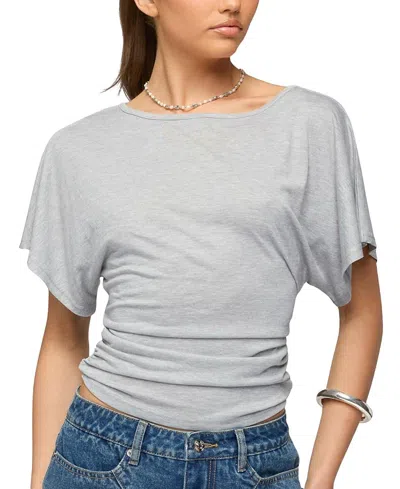Edikted Abriana Ruched Waist Top In Gray