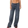 Edikted Ace Low Rise Wide Leg Jeans In Dark-blue