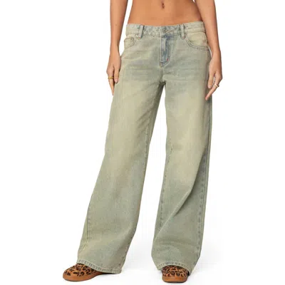 Edikted Ace Low Rise Wide Leg Jeans In Light-blue